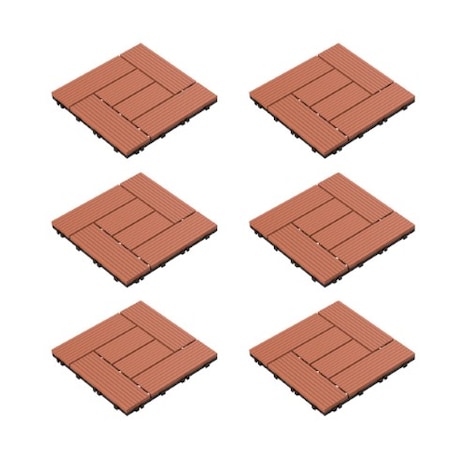 6-piece Patio And Deck Tiles, Interlocking Criss-Cross Pattern For Outdoor (Square, Terra Cotta)